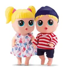 Kit Brinquedo Boneco Boneca Com 2 Irmãos Gêmeos Bambola Baby Buddies