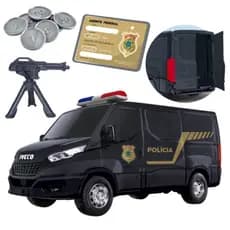 Carro Veículos de Brinquedo Van Daily Policia Federal Iveco Com Acessorios Miniatura Escala 1/20 - Usual Brinquedos