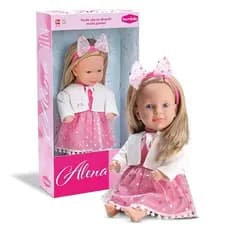 Boneca Princesa Cabelo Loiro Alena Menina Super Fofinha Infantil C/ 40 Cm - Bambola Brinquedos