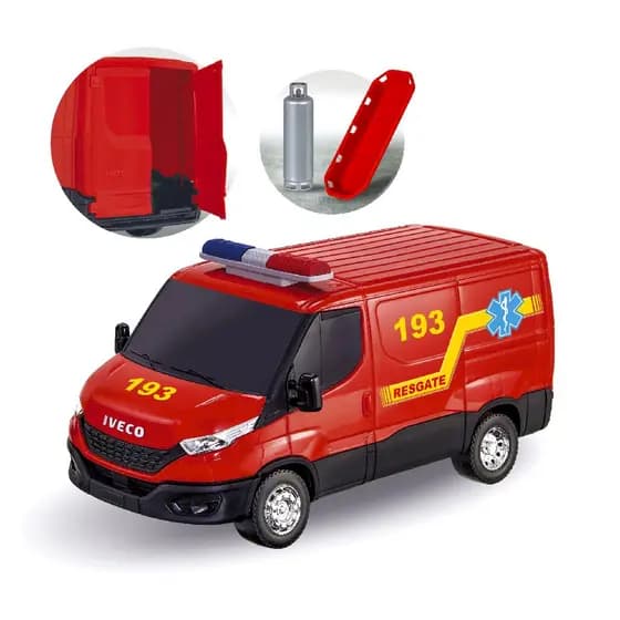 Carro Veículos de Brinquedo Bombeiro Resgate Iveco Daily Brinquedo Miniatura Escala 1/20 - Lançamento Usual Brinquedos