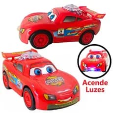 Brinquedo Bate Volta Carro de Relâmpago Mcqueen Carros Globo De Luz Som Presente Musical Menino Infantil Anda Mexe Movimento Emite Luzes Som Bate & Volta Criança Bebê