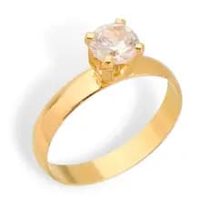 Anel Feminino Solitário Ouro 18K Folheado Compromisso Noivado