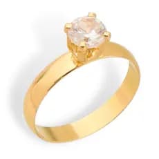 Anel Feminino Solitário Ouro 18K Folheado Compromisso Noivado