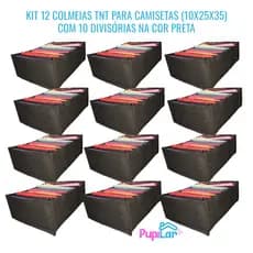 KIT 12 COLMEIAS ORGANIZADORAS G EM TNT PRETO PARA CAMISETAS - PUPILAR