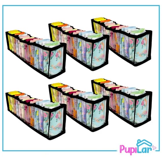 KIT 6 COLMEIAS ORGANIZADORAS PP PRETA 10X8,5X35 (11 ESPAÇOS) - PUPILAR
