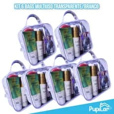 KIT 6 BAG MULTIUSO TRANSPARENTE/BRANCO TAM P - PUPILAR