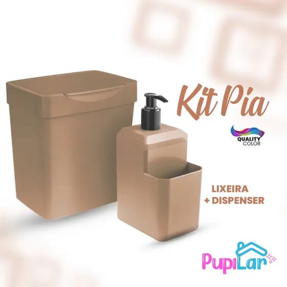 KIT PIA LIXEIRA 2,5L + DISPENSER 550ML FENDI - PUPILAR