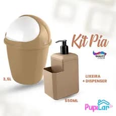 KIT PIA LIXEIRA 3,5L + DISPENSER 550ML FENDI - PUPILAR