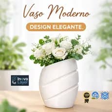 Vaso Moderno Branco Impresso em 3D(REF:VSM0011)