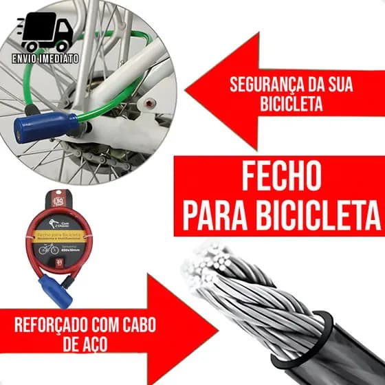Corrente Cadeado para Bicicleta e Capacete Alta Segurança Trava Antifurto Reforçada Aço Temperado