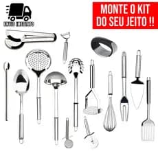 Utensílios de Cozinha Aço Inox Completo Concha Espátula Escumadeira Colher Personalizável