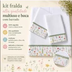 kit fralda alta qualidade multiuso e boca com barrado