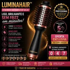 Escova Secadora Modeladora Profissional 1300W Bivolt Escova Alisadora Anti Frizz Secagem Rápida LuminaHair™