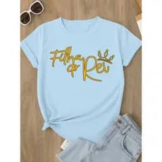 Camiseta Feminina Filha do Rei Gospel Estampa Fé em Deus Algodão Macio