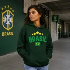 Moletom Canguru Estampa Brasil Seleção Brasileira Futebol Torcedor Copa Premium 3 Cabos Várias Cores