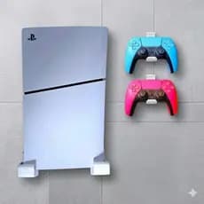 Kit Suporte de parede Para Ps5 Slim Digital  + 2 Suportes Para Controle