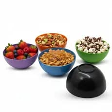 KIT 5 POTES BOWL COZINHA 380ML REDONDO DE PLÁSTICO MULTIUSO COLORIDO TIGELAS SORVETE DOCE SALGADO