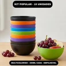 KIT 5 10 20 POTES BOWL TIGELAS 380ML DE PLÁSTICO REDONDO COLORIDO COZINHA COM SORVETE DOCE SALGADO