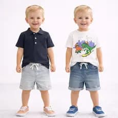 Conjunto verão arrumadinho camisa e bermuda jeans menino Primark 2 a 4 anos