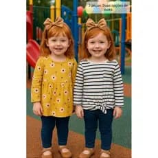Trio infantil com calça e blusa manga longa menina Original 3 anos