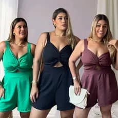 Macaquinho Solto Plus Size Feminino Curto  Alça Larga Elegante All Curve Tendencia Promoção