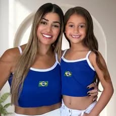 Kit mae e filha copa do mundo cropped brasil blusinha feminina verao 2026