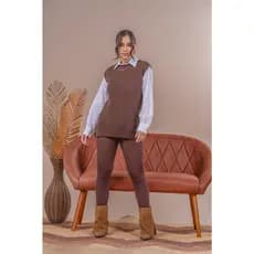 Max Colete Regata Feminino de Tricot Fang Básico Elegante Tendência Moda Outono/Inverno
