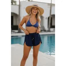 Short de Praia Brisa Saída De Praia Confortável Com Cordão Translúcido Moda Verão Europeu - 1 peça