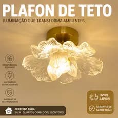 Luz Teto Semi Embutida Nórdica Pétalas Resina Dourada Para Corredor, Entrada, Varanda E Banheiro