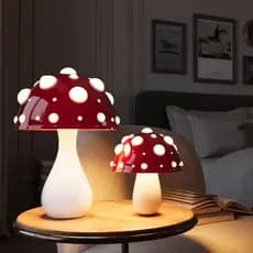 Nordic Criativo Cogumelo Vermelho Candeeiro De Mesa Bonito Casa Decorativa Luz Da Noite Adequado Para O Quarto Sala Esta