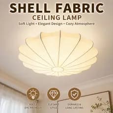 Luminária De Teto Forma De Concha Em Seda Luz Suave Design Elegante Para Quarto Sala Cozinha Vários Tamanhos