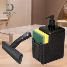 Porta Detergente Sabão Dispenser 2 em 1 Com Suporte Para Esponja Bucha e Rodo Pia