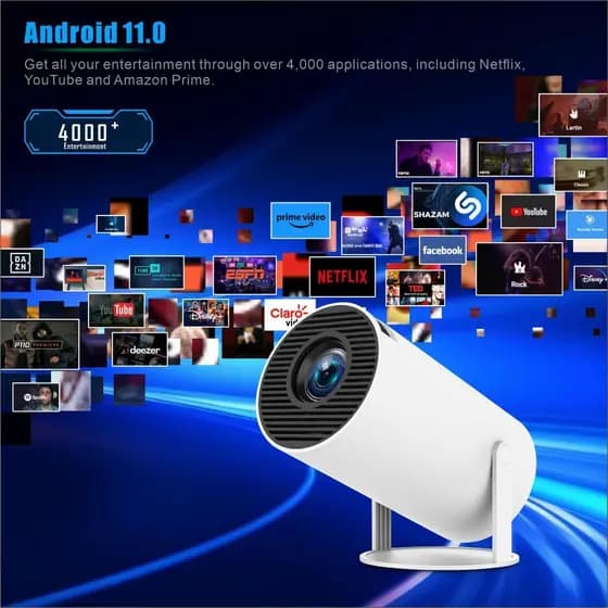 Projetor HY400 Wi-fi Portátil Android Bluetooth Pro Smart 4K HD HDMI Cinema Espelhamento celular