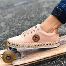 Tênis Detalhe Corda Solado Casual Confortável Moda Tendência