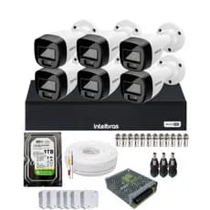 Kit 6 Cameras Intelbras 1120 Fullcolor, Dvr 8 Canais C/ 1tb