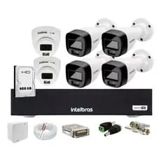 Kit 6 Cameras Intelbras Vhd 3220+ Full Color com Audio, Dvr 8 Canais 1108-c Bullet X Dome