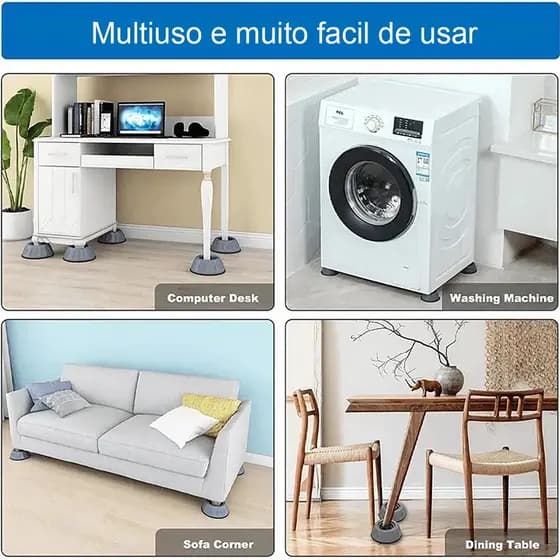Pé Máquina de Lavar Roupas Nivelador Lava e Seca 4 Peças Suporte Anti Vibração Almofada Amortecedor Secadora Enxuta Borracha Pezinho