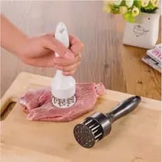 Amaciador Batedor de Carne Bife Com Furador Manual Aço Inox Para Casa Cozinha