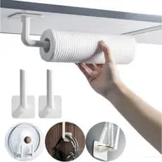 Suporte Para Porta Toalha Rolo de Papel Higiênico Cabide Gancho Plastico Multiuso Autoadesivo Filme Adesivo Parede Sem Furos  13X6,5CM