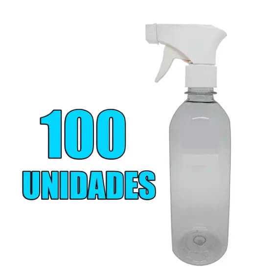 Kit Garrafinhas Pet Multiuso 500ml + Gatilho Borrifador 3 Funções - 100 Unidades