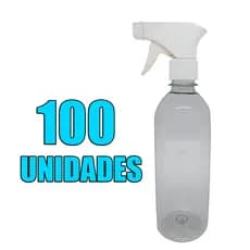 Kit Garrafinhas Pet Multiuso 500ml + Gatilho Borrifador 3 Funções - 100 Unidades