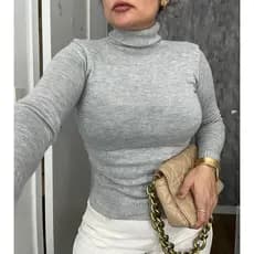 blusa de frio feminina tricô social roupa inverno elegante blusa manga longa feminina CACHARREL chiq