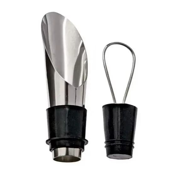 Tampa Rolha Aerador Funil para Vinho Inox com Bico Dosador