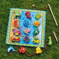 Brinquedo Educativo Montessori Pescaria Magnética de Madeira Infantil com Ímã – Coordenação Motora e Aprendizado