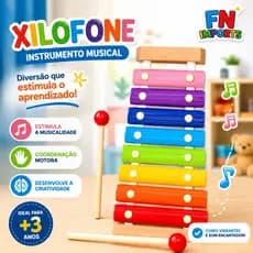 Xilofone Infantil Musical Colorido Em Madeira Brinquedo Educativo
