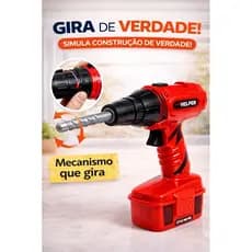 Furadeira Infantil com Acessórios – Brinquedo Educativo Parafusadeira que Gira de Verdade construção