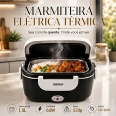 Marmita Elétrica Portátil Bivolt Aquecedor Rápido Casa Carro Taxi Uber Caminhão 110V 220V
