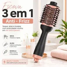 Escova Secadora e Modeladora Profissional 1300W | Cabelos Lisos e Sem Frizz Ergonômica Bivolt