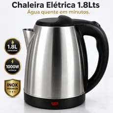 Chaleira Elétrica Inox 1,8L Aquecimento Rápido Desligamento Automático Segura e Potente