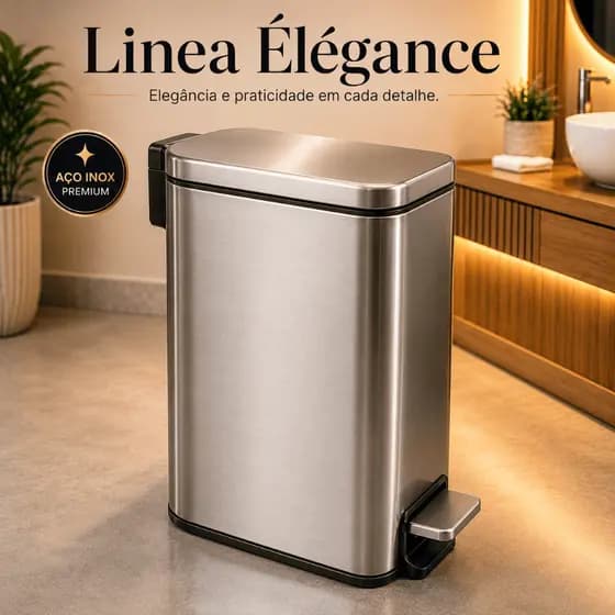 Lixeira de Aço Inox 5L com Pedal Tampa Silenciosa Balde Removível para Banheiro Cozinha Escritório